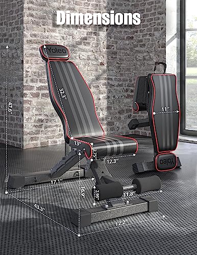 Yoleo 660LB Adjustable Foldable Weight Bench with Head/Neck/Spine Support