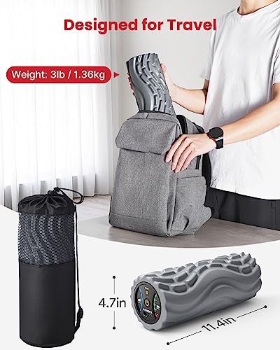 FITINDEX Vibrating Foam Roller, Portable Rechargeable Muscle Massager