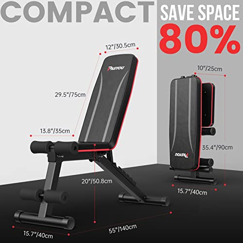 PASYOU Adjustable Weight Bench for Full Body Workout