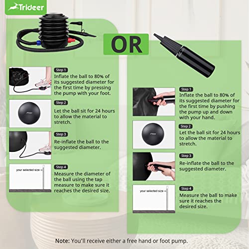 Trideer Yoga Ball - 5 Sizes, Multi-Purpose Fitness Ball