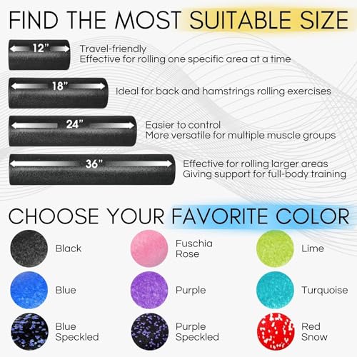 Yes4All Black Foam Roller for Yoga and Pilates