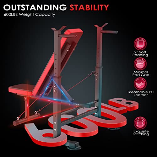 OPPSDECOR 6 in 1 Weight Bench Set