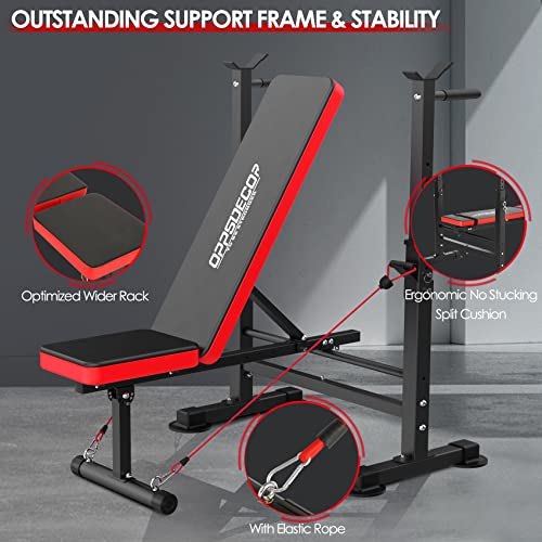 OPPSDECOR 6 in 1 Weight Bench Set