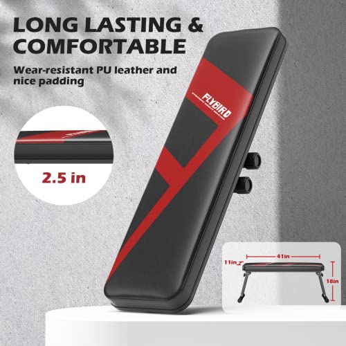 FLYBIRD Folding Flat Weight Bench, Sturdy and Lightweight