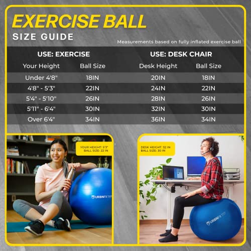 URBNFit Exercise Ball - Balance Ball for Gym/Yoga
