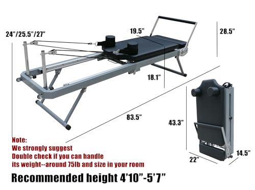 Foldable Pilates Reformer Machine for Home Gym Workout