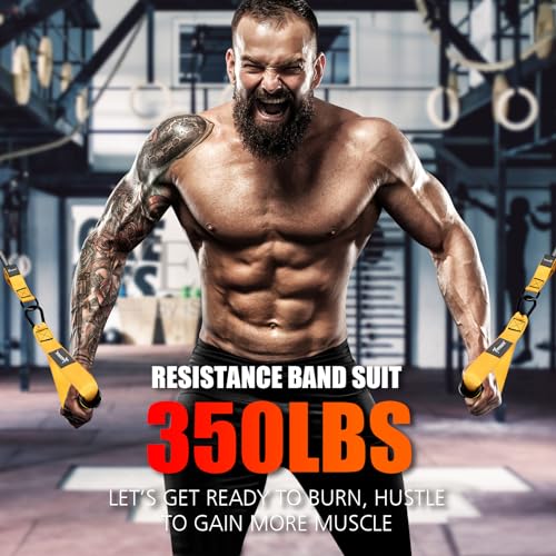 350lbs Heavy Resistance Bands Set with Handles and Door Anchor