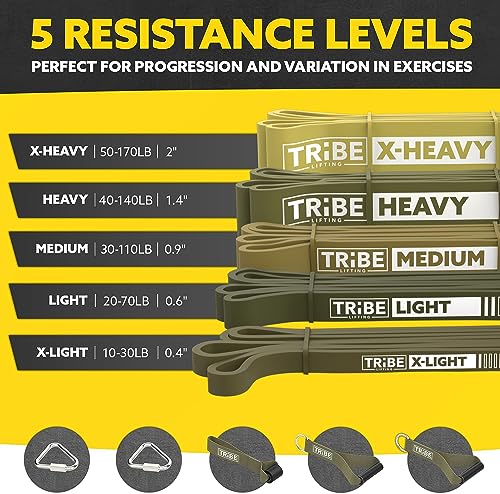 5-Piece Long Resistance Bands Set with Rubber Handles