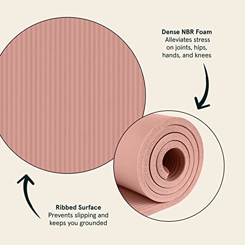 Retrospec Solana Yoga Mat 1/2" Thick (Rose) - Non Slip Workout Mat