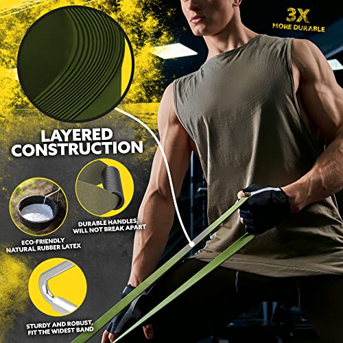 5-Piece Long Resistance Bands Set with Rubber Handles