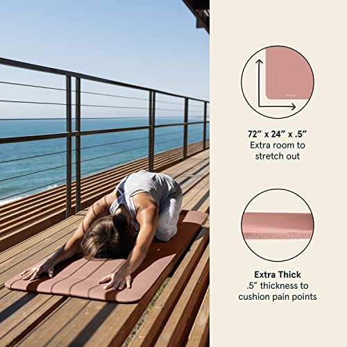 Retrospec Solana Yoga Mat 1/2" Thick (Rose) - Non Slip Workout Mat