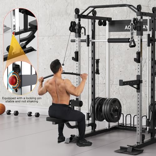 AOTORJAY Smith Machine Squat Rack with Smith Bar