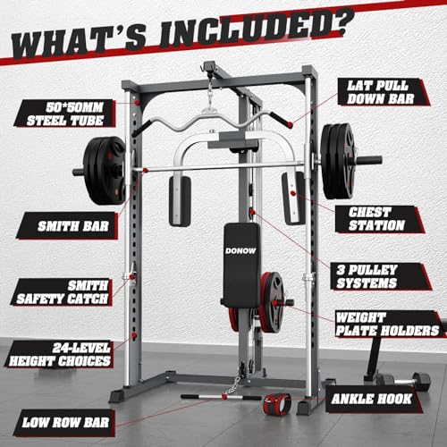 Smith Machine Power Rack with LAT Pull Down Station