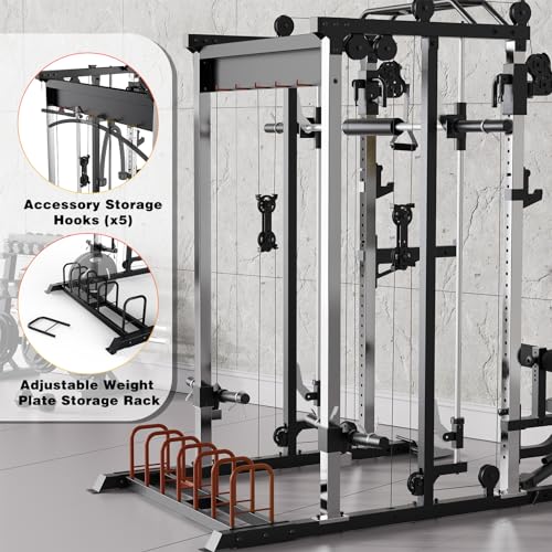 AOTORJAY Smith Machine Squat Rack with Smith Bar