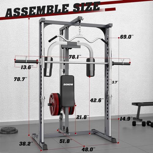 Smith Machine Power Rack with LAT Pull Down Station