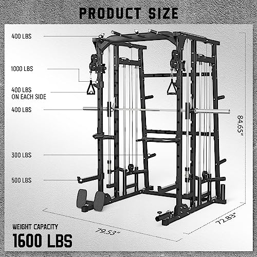 2023 Upgrade Black Smith Machine Power Cage Home Gym