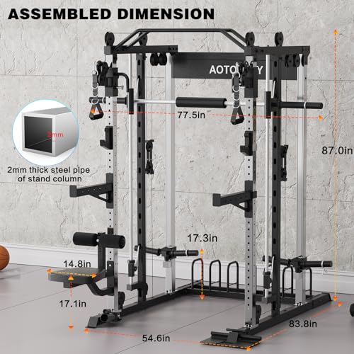 AOTORJAY Smith Machine Squat Rack with Smith Bar