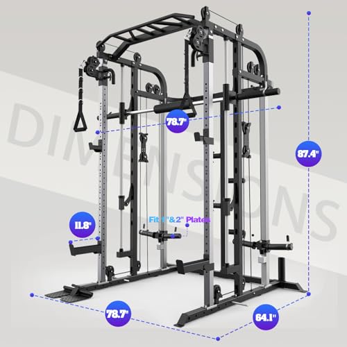Royal Fitness Multifunctional Power Cage Rack with Smith Bar