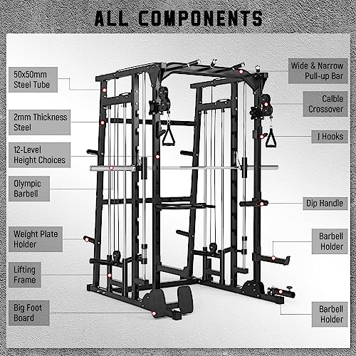 2023 Upgrade Black Smith Machine Power Cage Home Gym