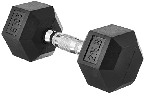 20 lb Rubber Hex Dumbbell for Strength Training