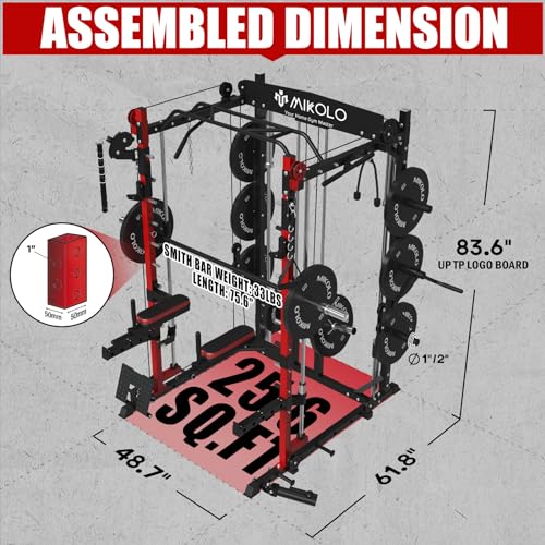 Mikolo Multifunctional Smith Machine with Cable Crossover & Power Cage