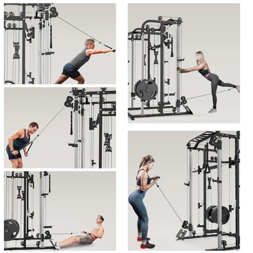 Royal Fitness Multifunctional Power Cage Rack with Smith Bar
