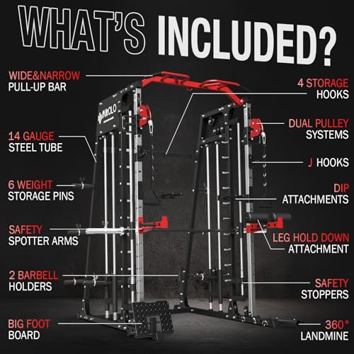 Mikolo 2200lbs Squat Rack with LAT-Pull Down