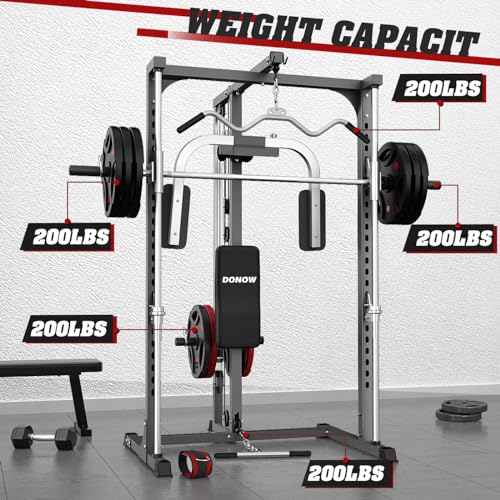 Smith Machine Power Rack with LAT Pull Down Station
