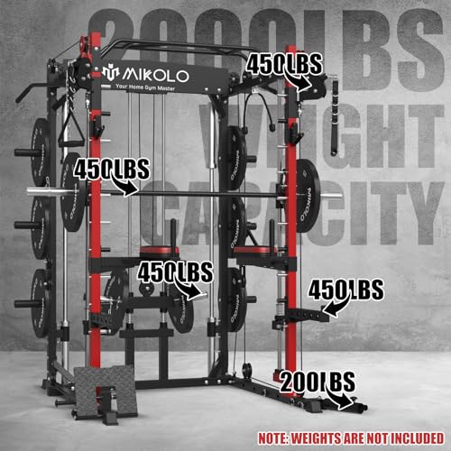 Mikolo Multifunctional Smith Machine with Cable Crossover & Power Cage