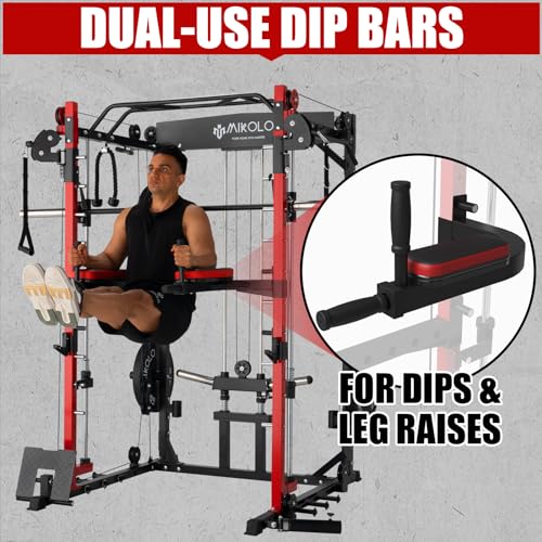 Mikolo Multifunctional Smith Machine with Cable Crossover & Power Cage
