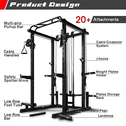 RitFit Multi-Function Power Rack Cage with Cable Crossover