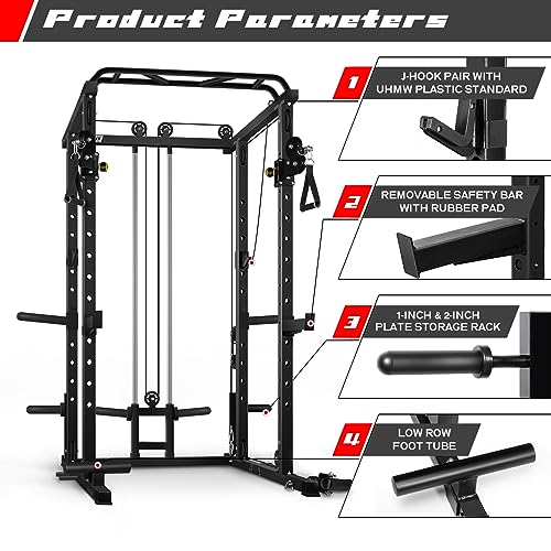 RitFit Multi-Function Power Rack Cage with Cable Crossover