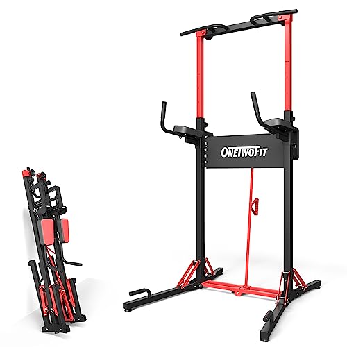 ONETWOFIT Power Tower Pull Up Bar Station 400LBS