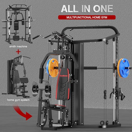 SunHome Multifunction Home Gym System with Smith Machine