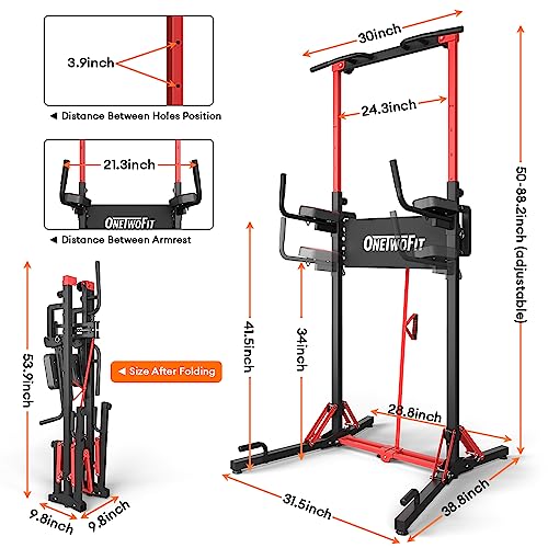 ONETWOFIT Power Tower Pull Up Bar Station 400LBS