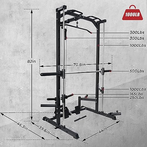 RitFit Smith Machine Power Rack with LAT-Pull Down
