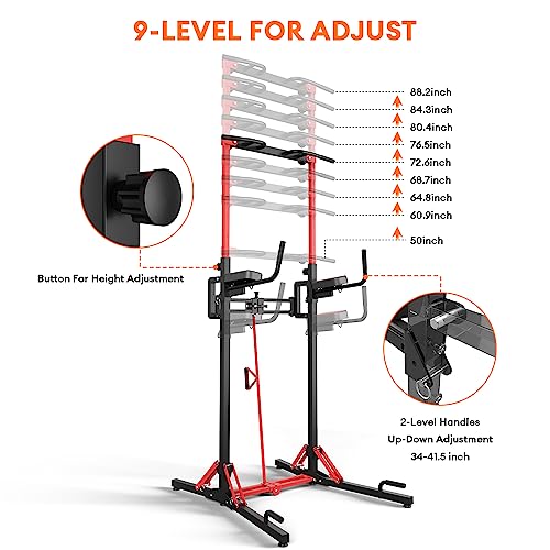 ONETWOFIT Power Tower Pull Up Bar Station 400LBS