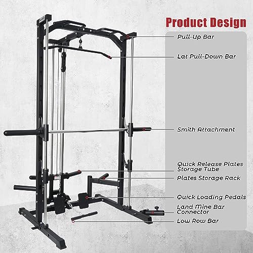 RitFit Smith Machine Power Rack with LAT-Pull Down