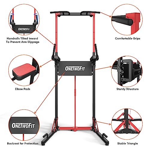 ONETWOFIT Power Tower Pull Up Bar Station 400LBS