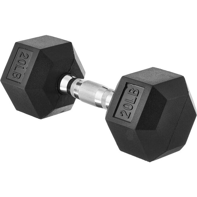 20 lb Rubber Hex Dumbbell for Strength Training