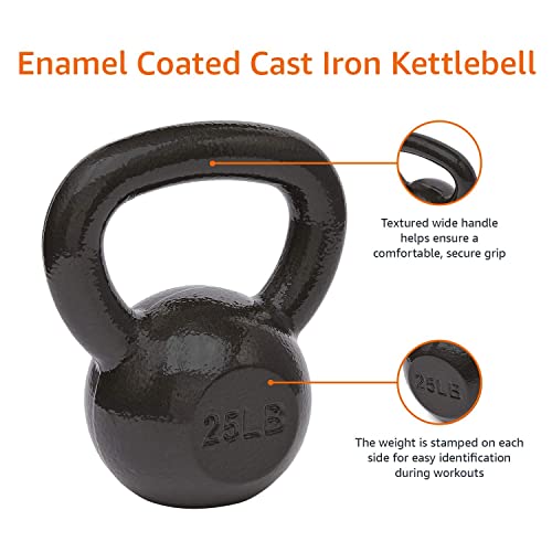 25 lb Black Cast Iron Kettlebell by Amazon Basics