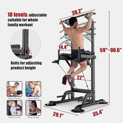 Adjustable Power Tower Pull Up Bar Station for Home Gym