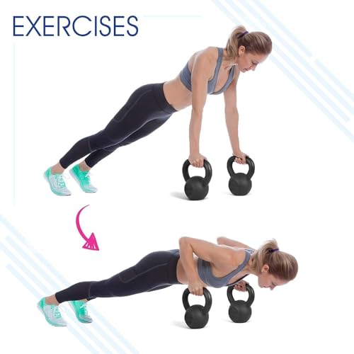 15 lbs Solid Cast Iron Kettlebell Set for Full Body Workout