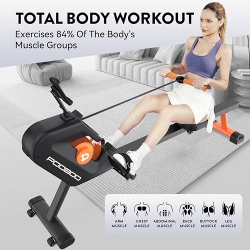 pooboo Magnetic Rower with LCD Monitor and Tablet Holder