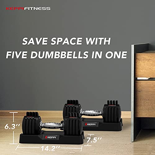 Keppi 25lb Pair Adjustable Dumbbells for Full Body Workout