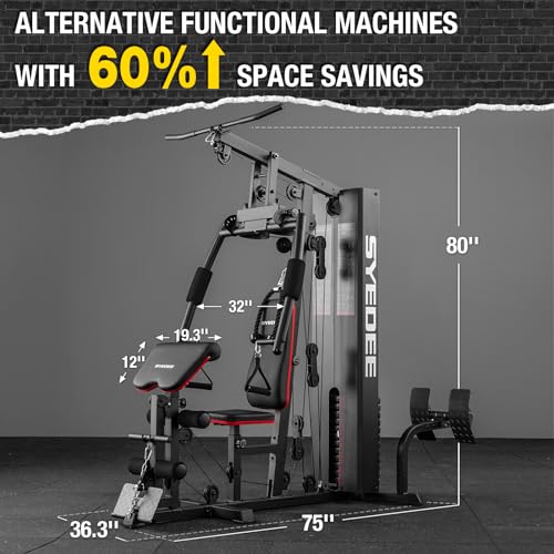 syedee Home Gym Station with 150LB Weight Stack