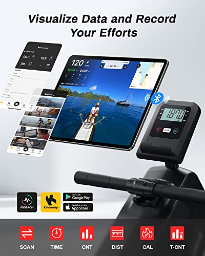 Bluetooth Magnetic Rowing Machine, 16 Resistance Levels, 350 lb Capacity