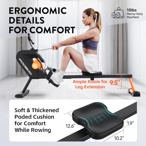 pooboo Magnetic Rower with LCD Monitor and Tablet Holder