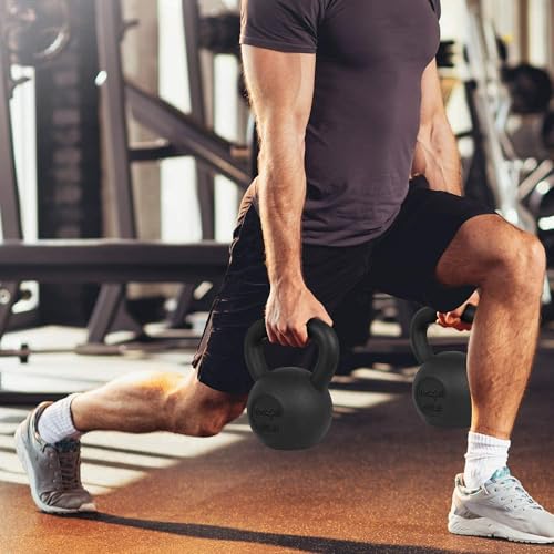 15 lbs Solid Cast Iron Kettlebell Set for Full Body Workout