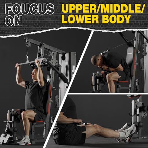 syedee Home Gym Station with 150LB Weight Stack